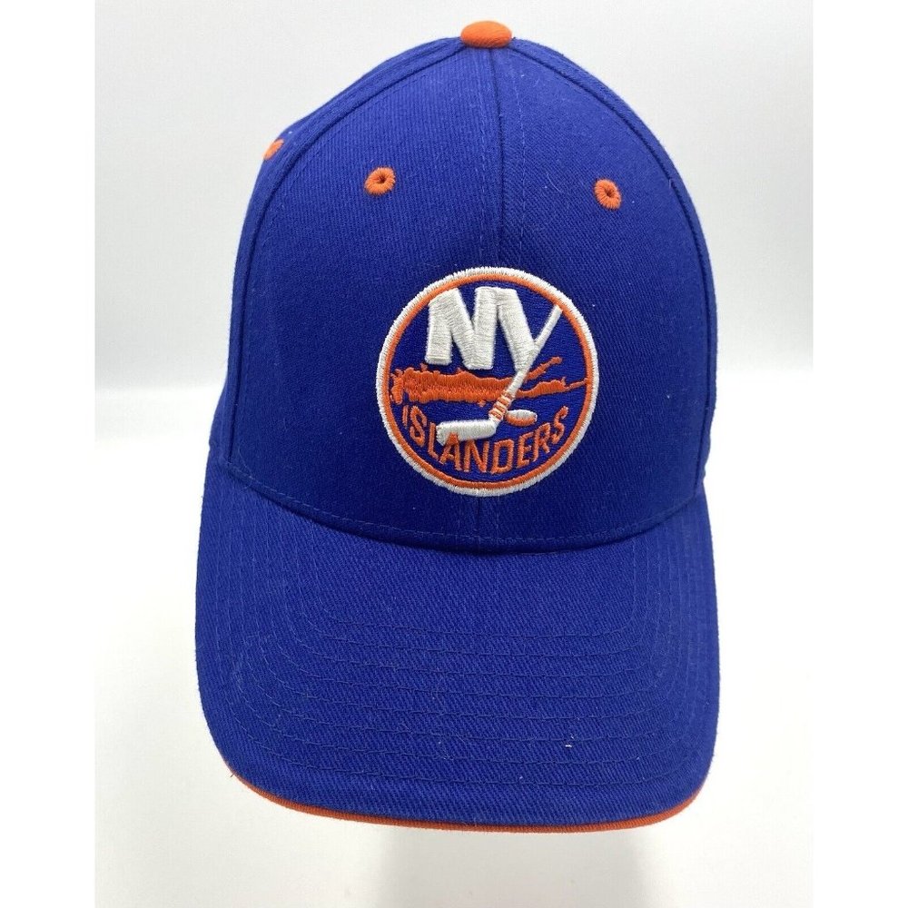 NHL New York Islanders Logo Hat Cap Hook And Loop Close Orange Blue